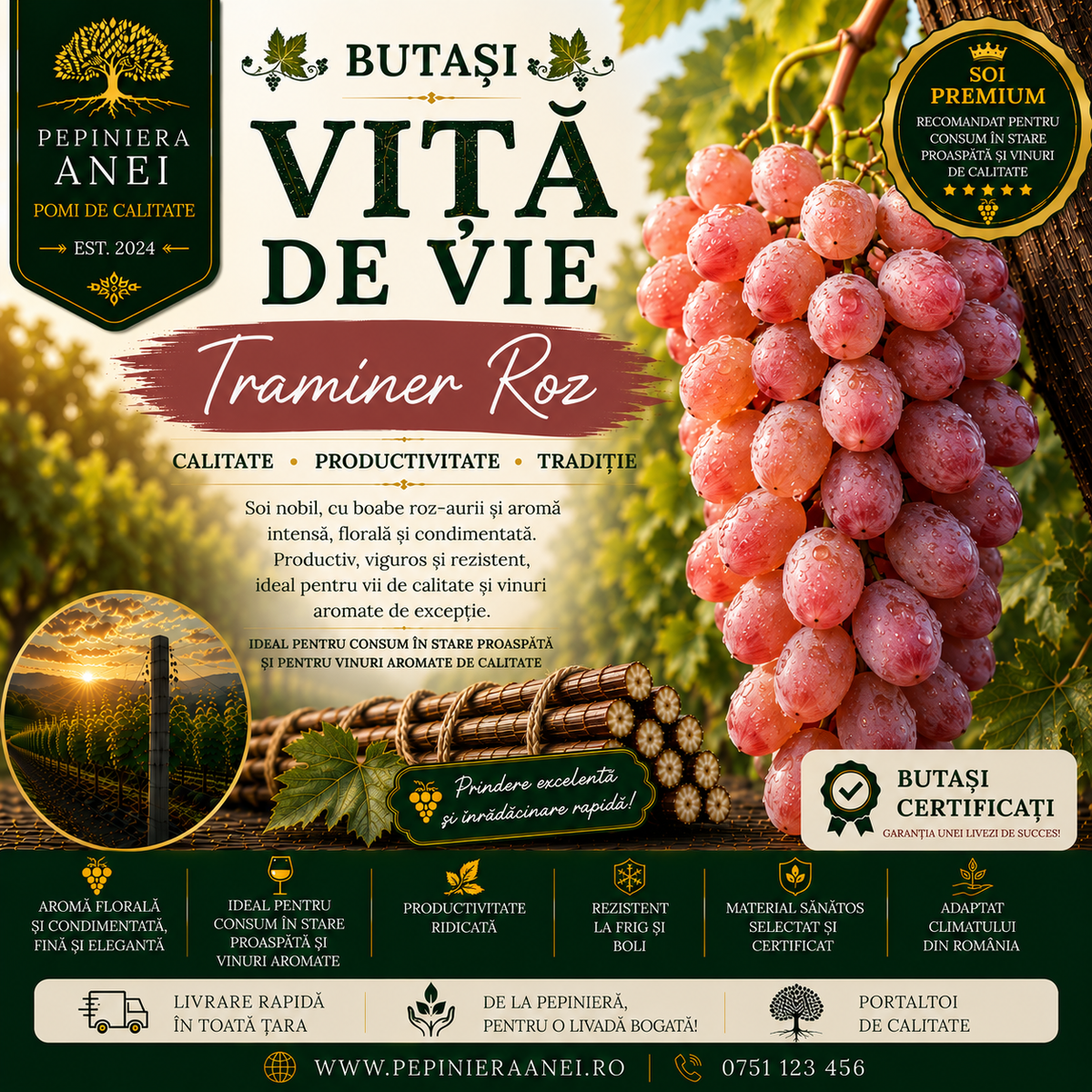 Butași Viță de Vie – Traminer Roz