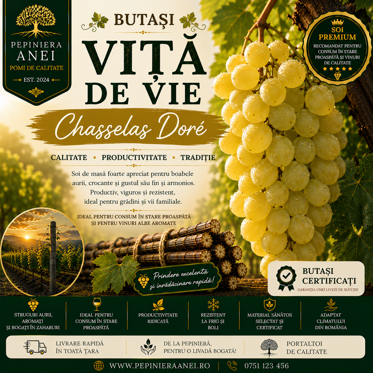 Butași Viță de Vie – Chasselas Doré