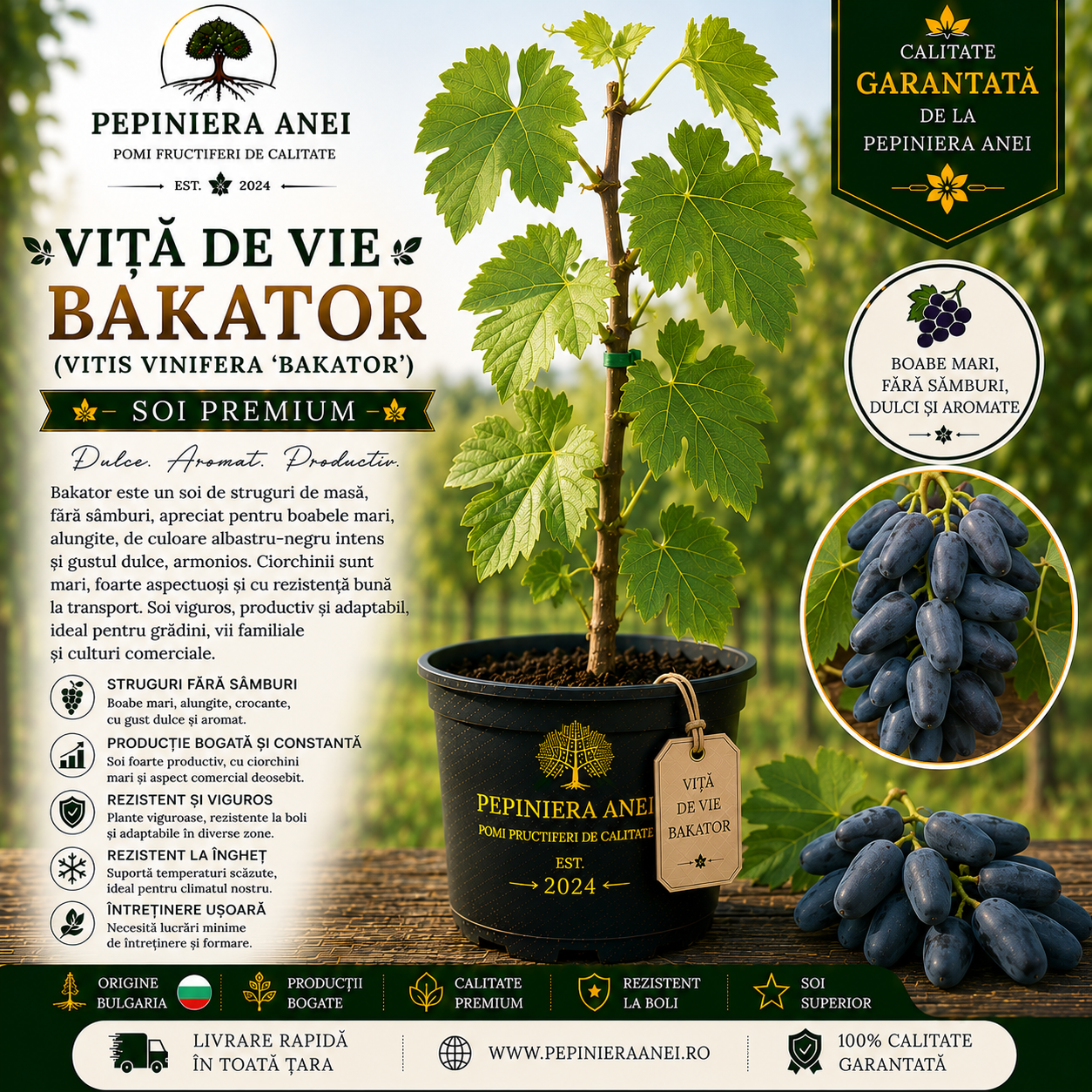 Viță de Vie Bakator (Vitis vinifera 'Bakator')