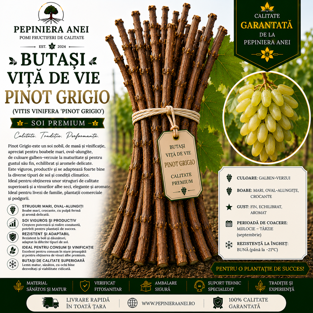 Butași Viță de Vie Pinot Grigio (Vitis vinifera 'Pinot Grigio')