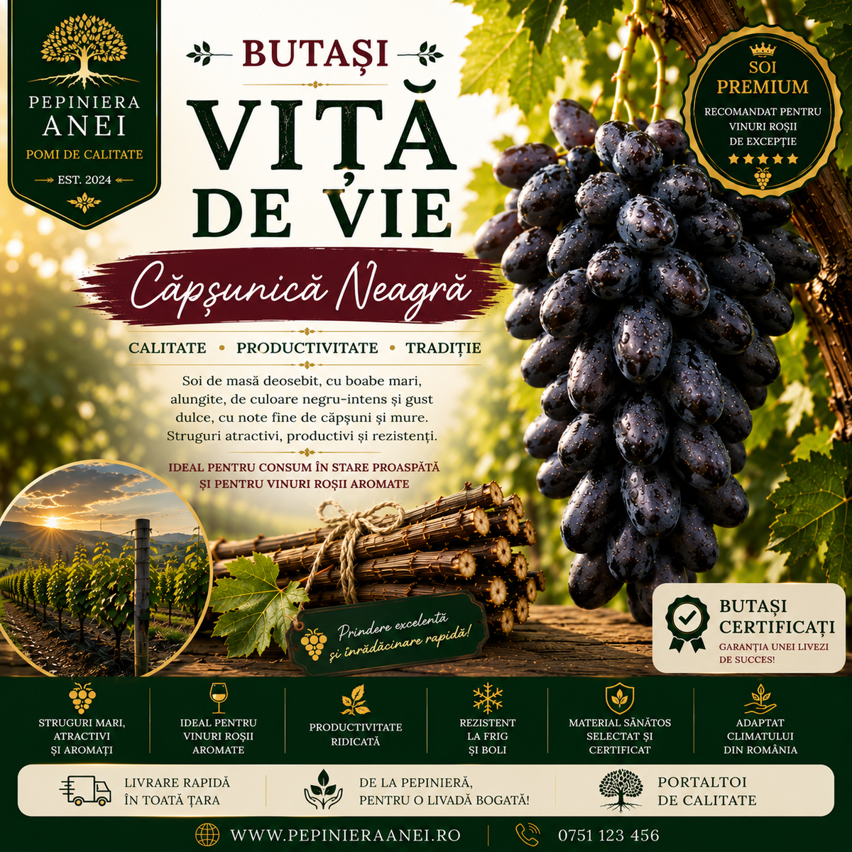 Butași Viță de Vie – Căpșunică Neagră