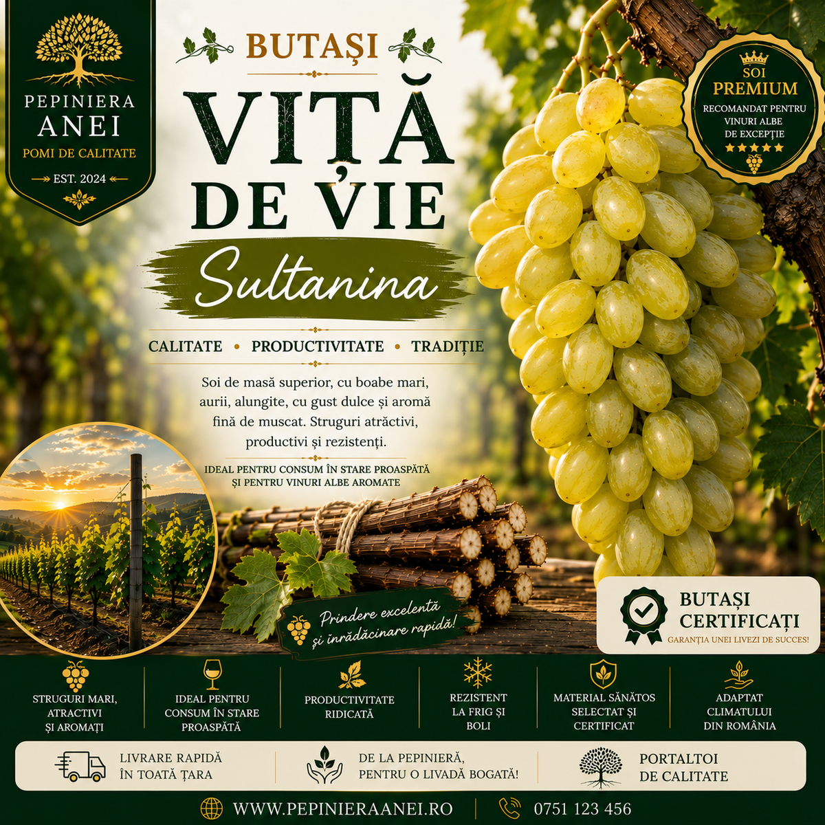 Butași Viță de Vie – Sultanina