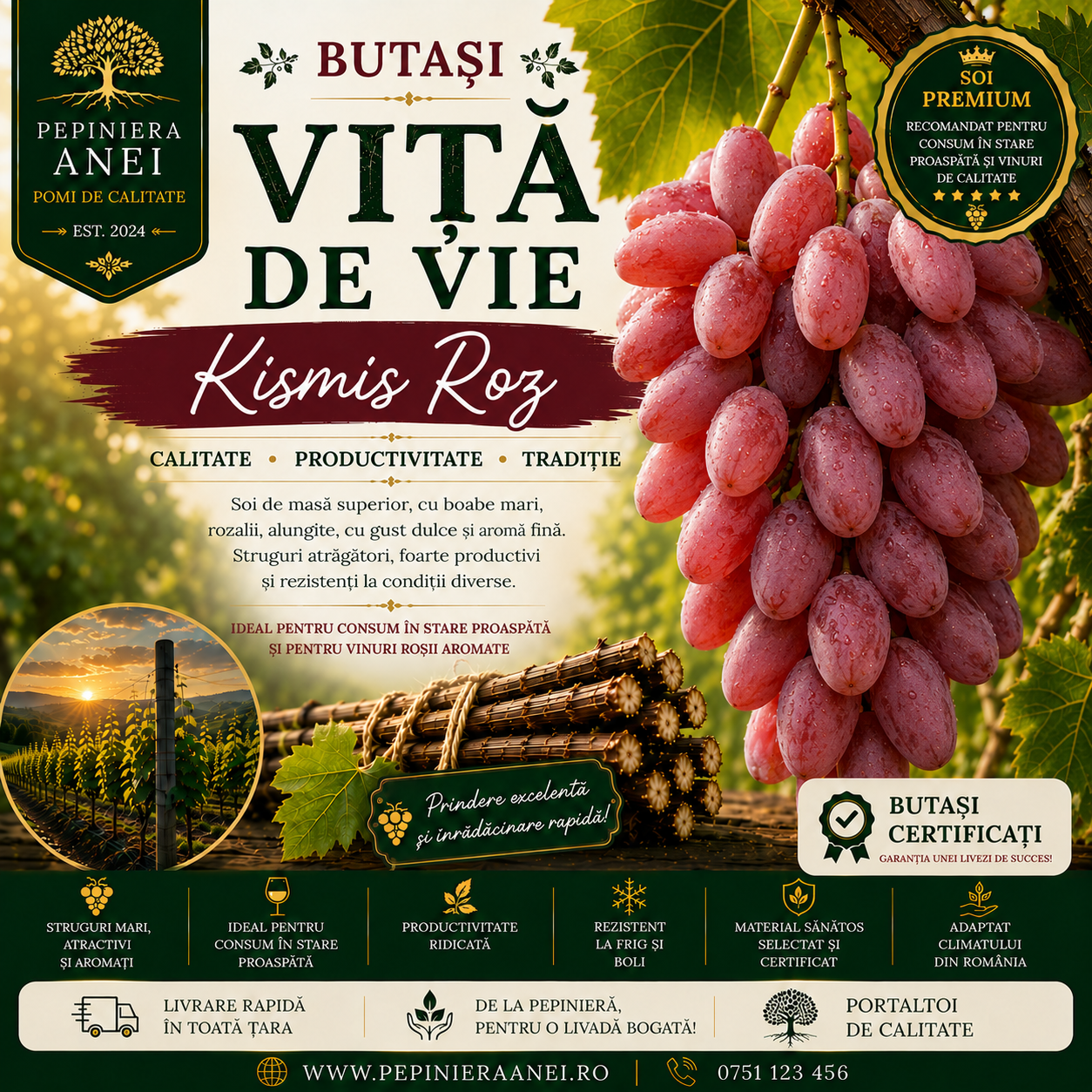 Butași Viță de Vie – Kismis Roz