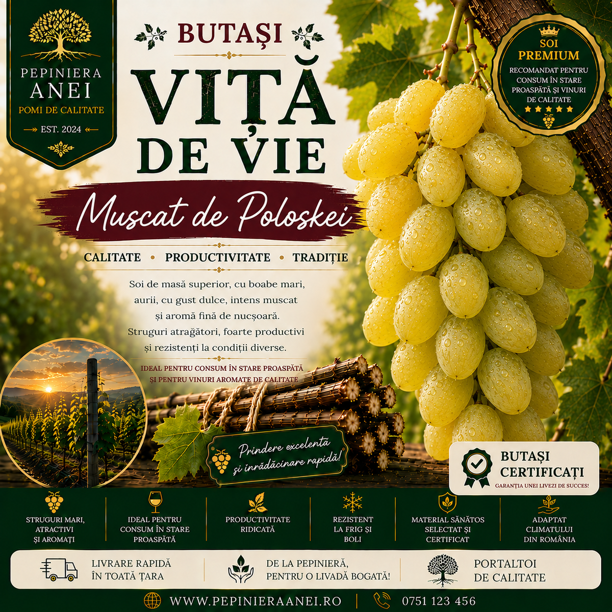 Butași Viță de Vie – Muscat de Poloskei