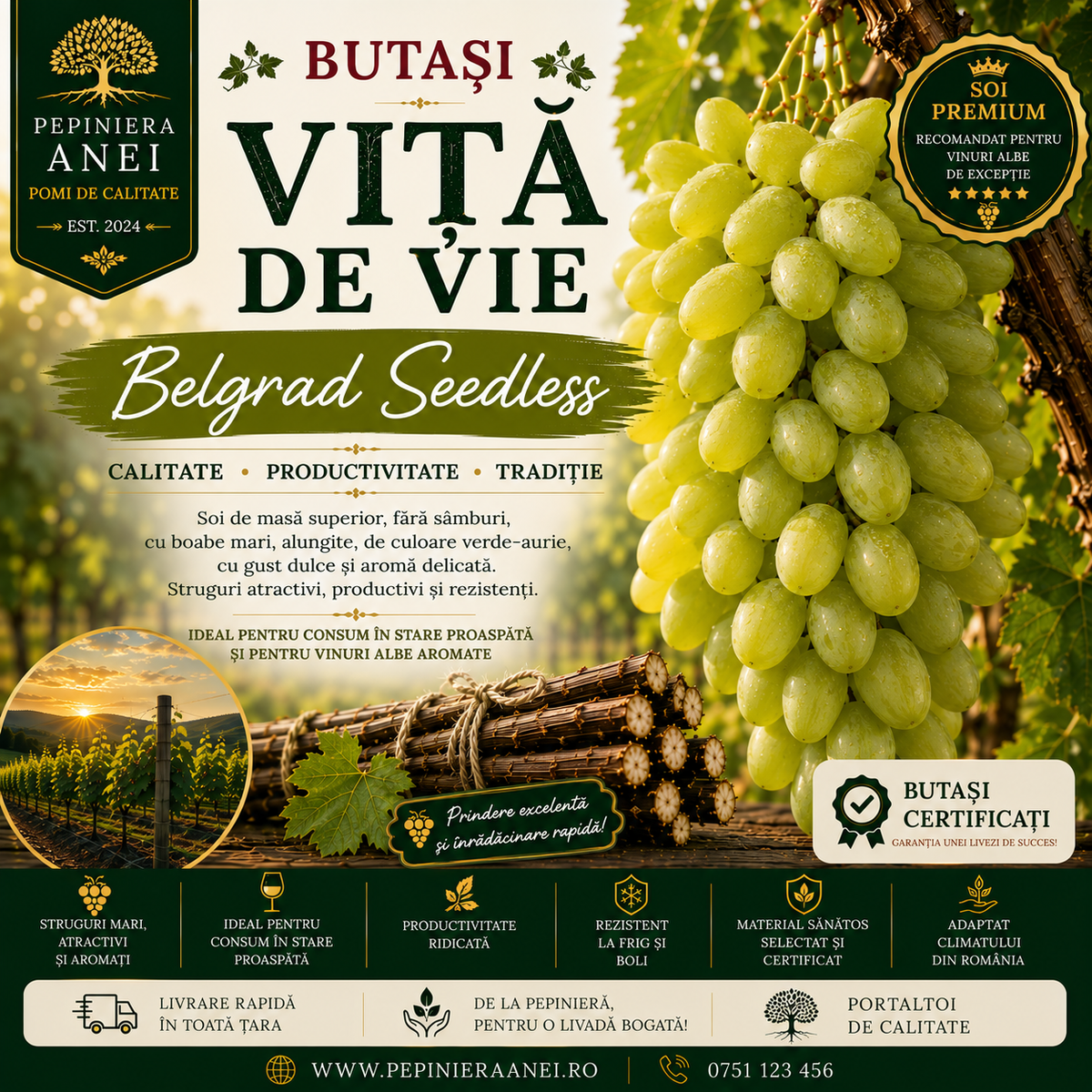 Butași Viță de Vie – Belgrad Seedless