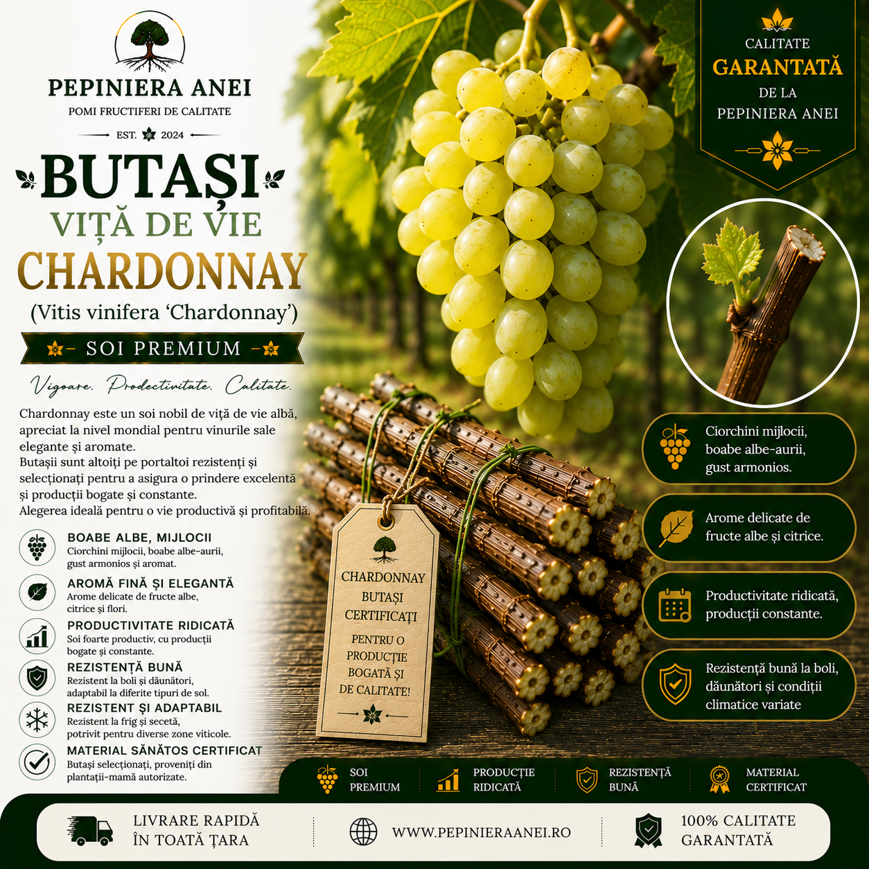 Butași Viță de Vie Chardonnay (Vitis vinifera 'Chardonnay')