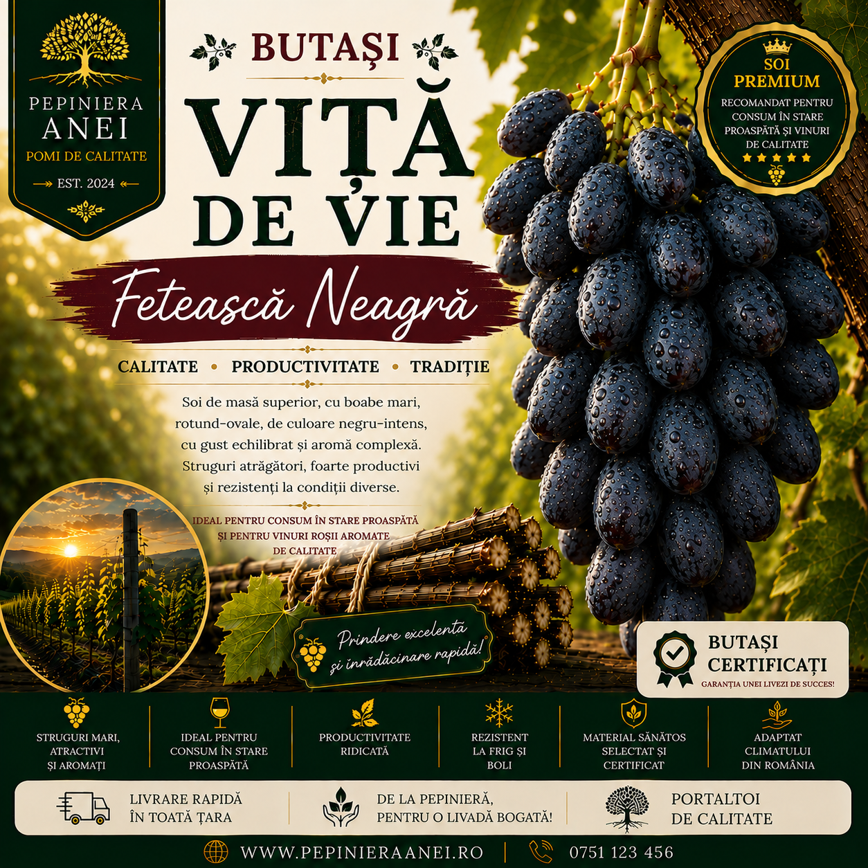 Butași Viță de Vie – Fetească Neagră
