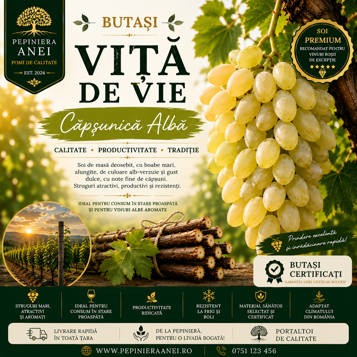 Butași Viță de Vie – Căpșunică Albă