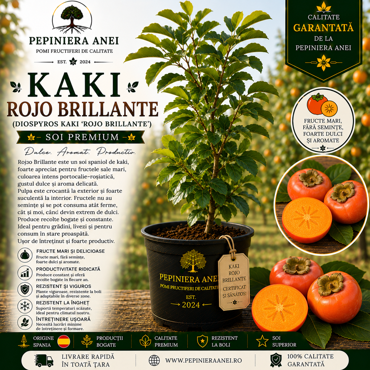 Kaki Rojo Brillante (Diospyros kaki 'Rojo Brillante')