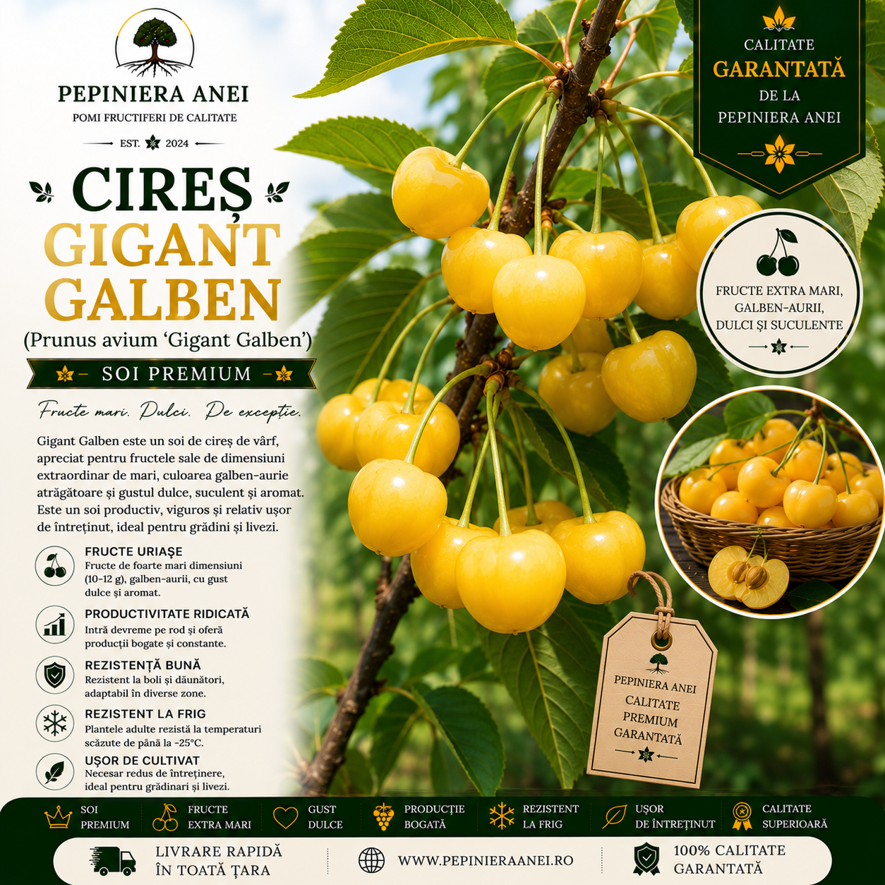 Cireș Gigant Galben (Prunus avium 'Gigant Galben')