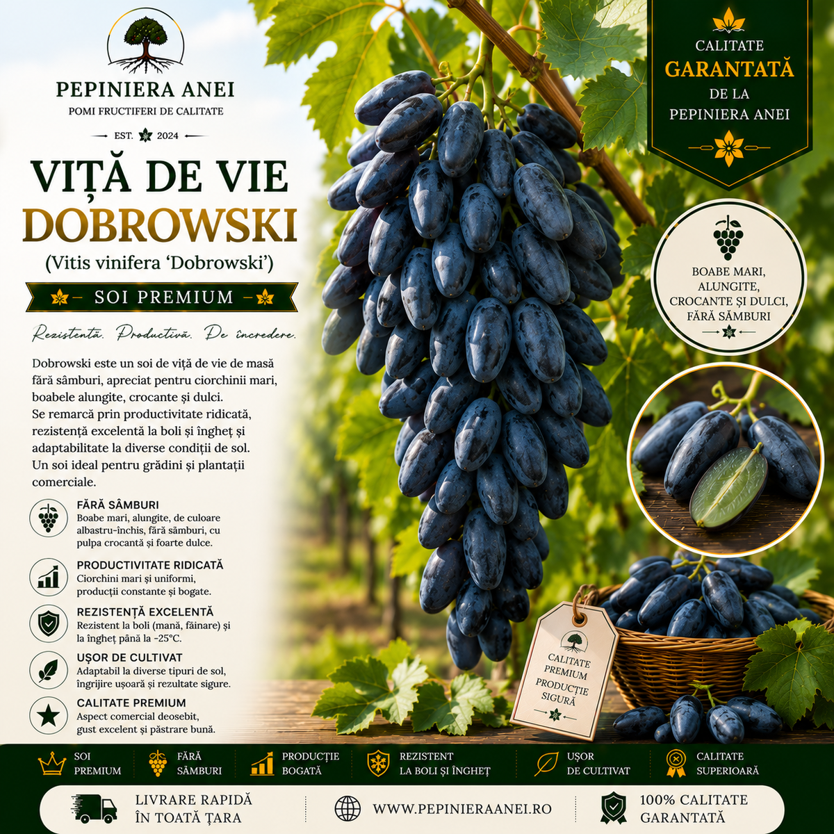 Viță de Vie Dobrowski (Vitis vinifera 'Dobrowski')