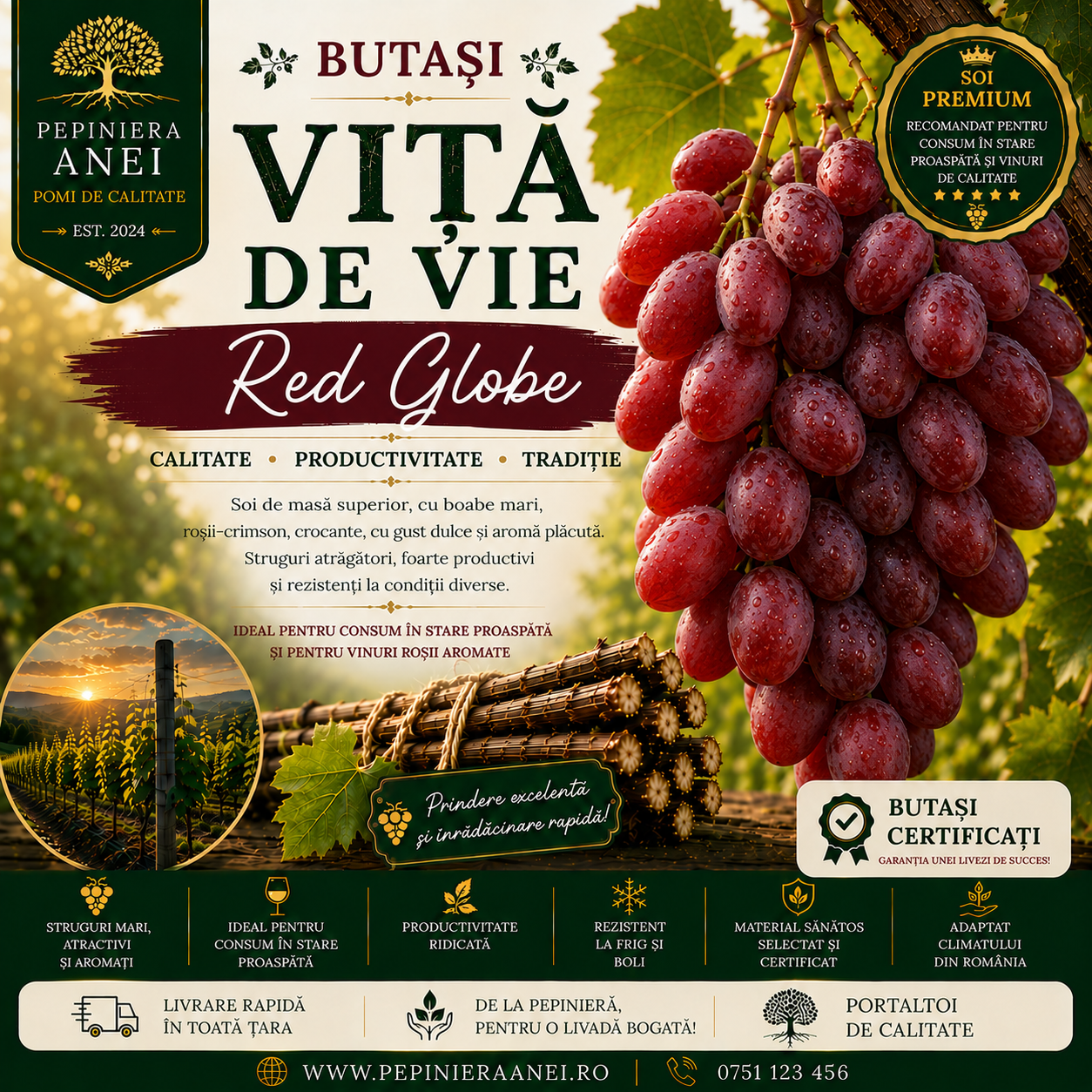Butași Viță de Vie – Red Globe